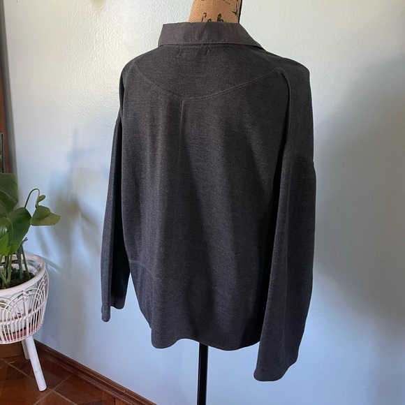 Vintage 90s Express Tricot Collared Button Front Knit Long Sleeve in Grey Blue - Picture 8 of 10